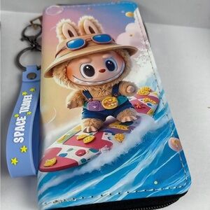 Charming Labubu✨🩵🏄‍♂️Surfing Wallet with Keychain
